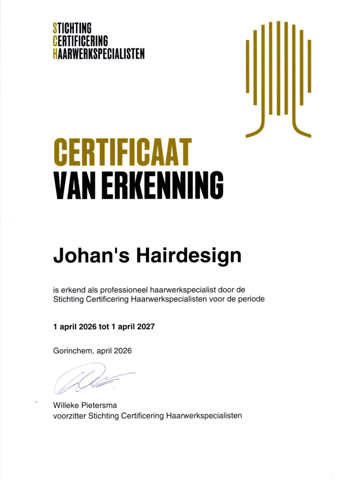 Certificaat van Erkenning 2027